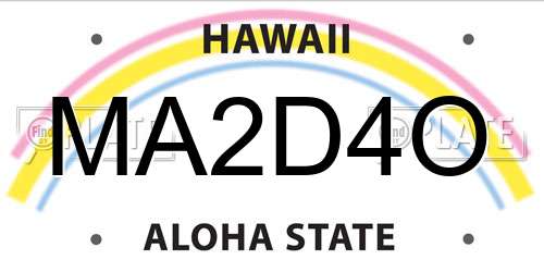 MA2D4O Hawaii License Plate