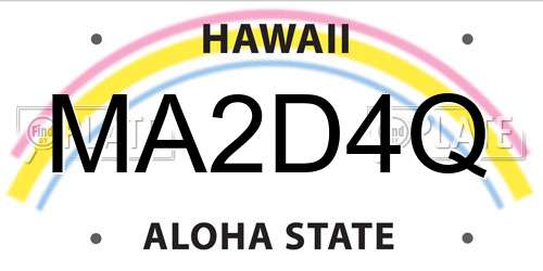 MA2D4Q Hawaii License Plate
