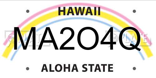 MA2O4Q Hawaii License Plate