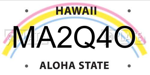 MA2Q4O Hawaii License Plate