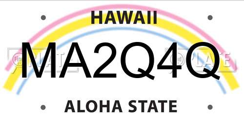 MA2Q4Q Hawaii License Plate