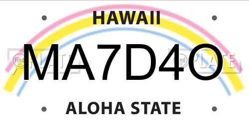 MA7D4O Hawaii License Plate