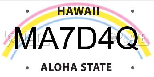 MA7D4Q Hawaii License Plate