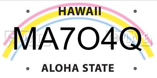 MA7O4Q Hawaii License Plate