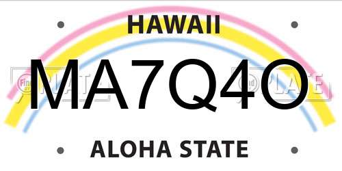 MA7Q4O Hawaii License Plate