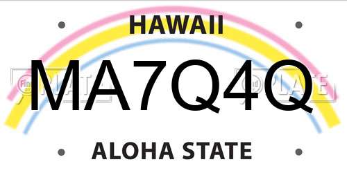 MA7Q4Q Hawaii License Plate