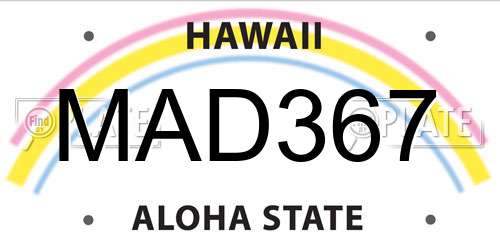 MAD367 Hawaii License Plate