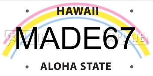 MADE67 Hawaii License Plate