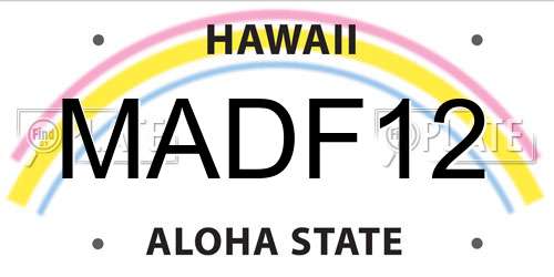 MADF12 Hawaii License Plate