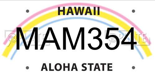MAM354 Hawaii License Plate