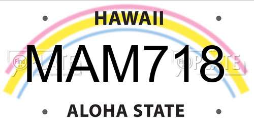 MAM718 Hawaii License Plate