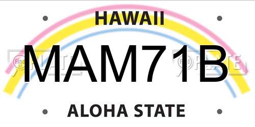 MAM71B Hawaii License Plate