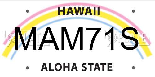 MAM71S Hawaii License Plate