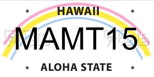 MAMT15 Hawaii License Plate