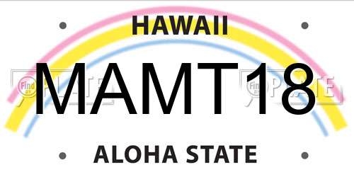 MAMT18 Hawaii License Plate