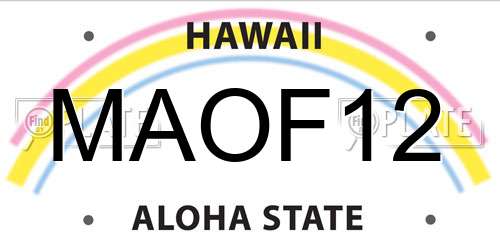 MAOF12 Hawaii License Plate