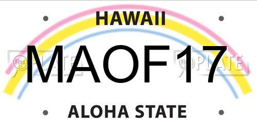 MAOF17 Hawaii License Plate