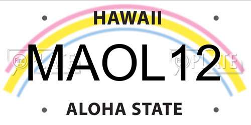 MAOL12 Hawaii License Plate