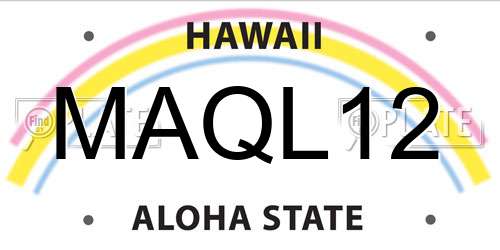 MAQL12 Hawaii License Plate