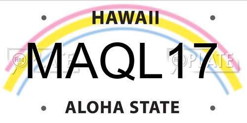 MAQL17 Hawaii License Plate