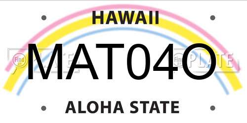 MAT04O Hawaii License Plate