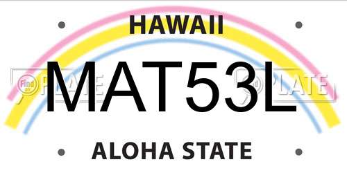 MAT53L Hawaii License Plate
