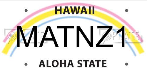 MATNZ1 Hawaii License Plate
