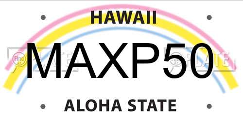 MAXP50 Hawaii License Plate