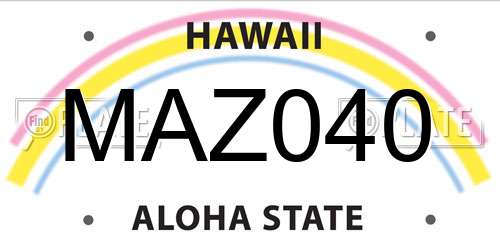 MAZ040 Hawaii License Plate