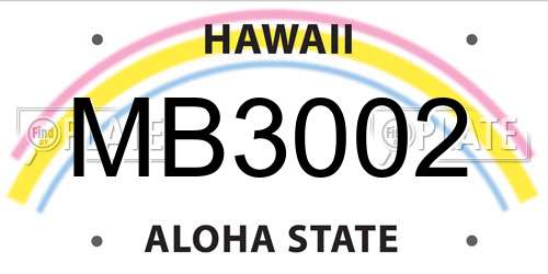MB3002 Hawaii License Plate