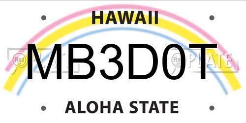 MB3D0T Hawaii License Plate