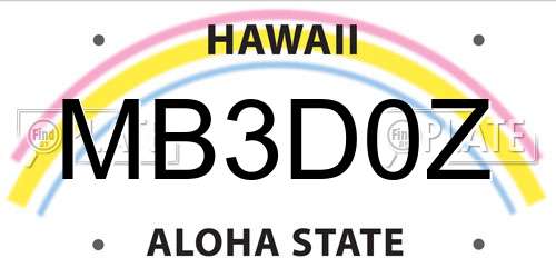 MB3D0Z Hawaii License Plate