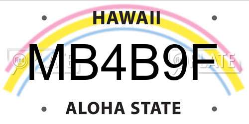 MB4B9F Hawaii License Plate