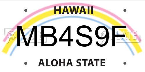 MB4S9F Hawaii License Plate
