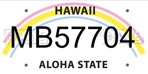 MB57704 Hawaii License Plate