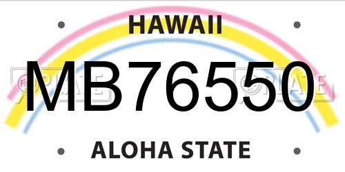 MB76550 Hawaii License Plate