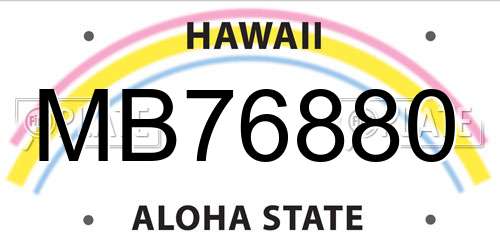 MB76880 Hawaii License Plate