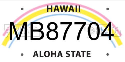 MB87704 Hawaii License Plate