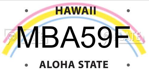 MBA59F Hawaii License Plate