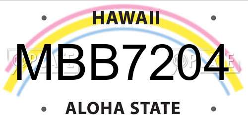 MBB7204 Hawaii License Plate