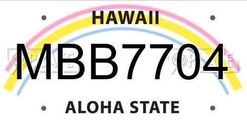 MBB7704 Hawaii License Plate