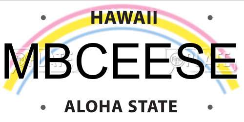 MBCEESE Hawaii License Plate