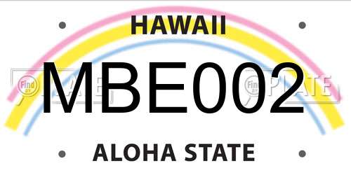 MBE002 Hawaii License Plate