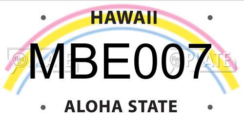 MBE007 Hawaii License Plate