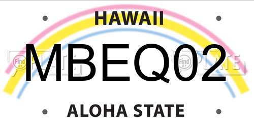 MBEQ02 Hawaii License Plate
