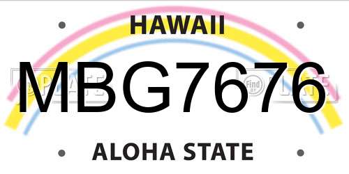 MBG7676 Hawaii License Plate
