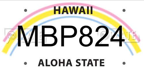 MBP824 Hawaii License Plate