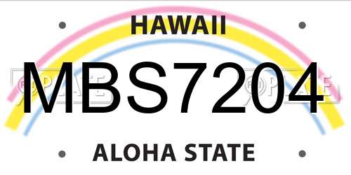 MBS7204 Hawaii License Plate