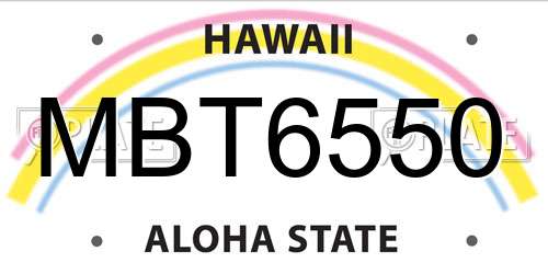 MBT6550 Hawaii License Plate