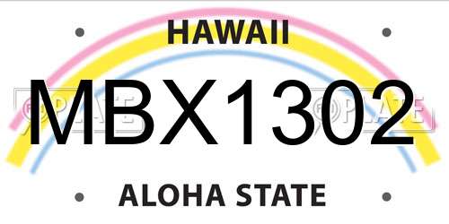 MBX1302 Hawaii License Plate